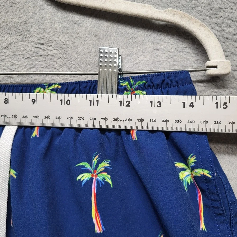 Chubbies Men Swimwear M Navy Blue Swim Trunks Floral Palm‎ Trees Casual Logo 3